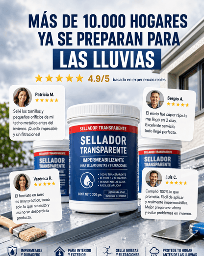 Sellador de Superficies transparente, impermeabiliza tu casa, techo, muros y ventanas. Tu casa seca por dentro.