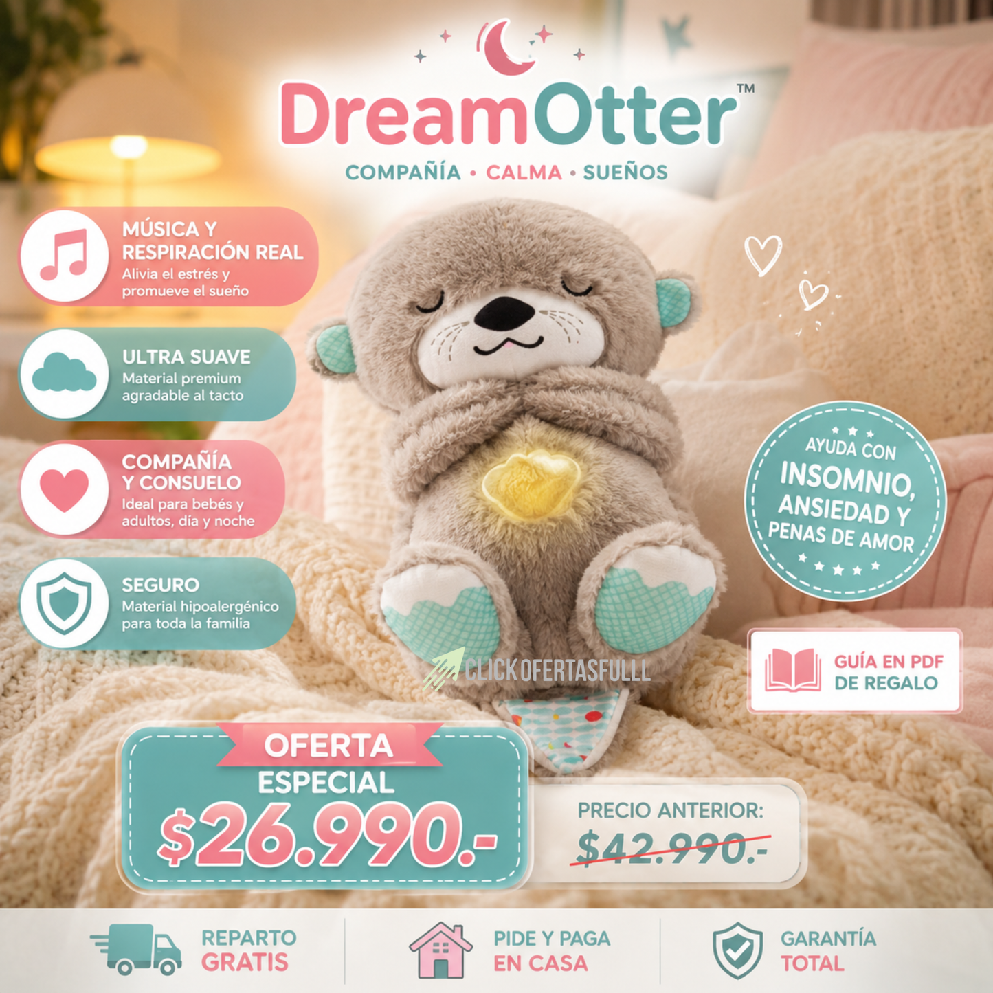 DreamOtter™ – Peluche Nutria Dormilona.