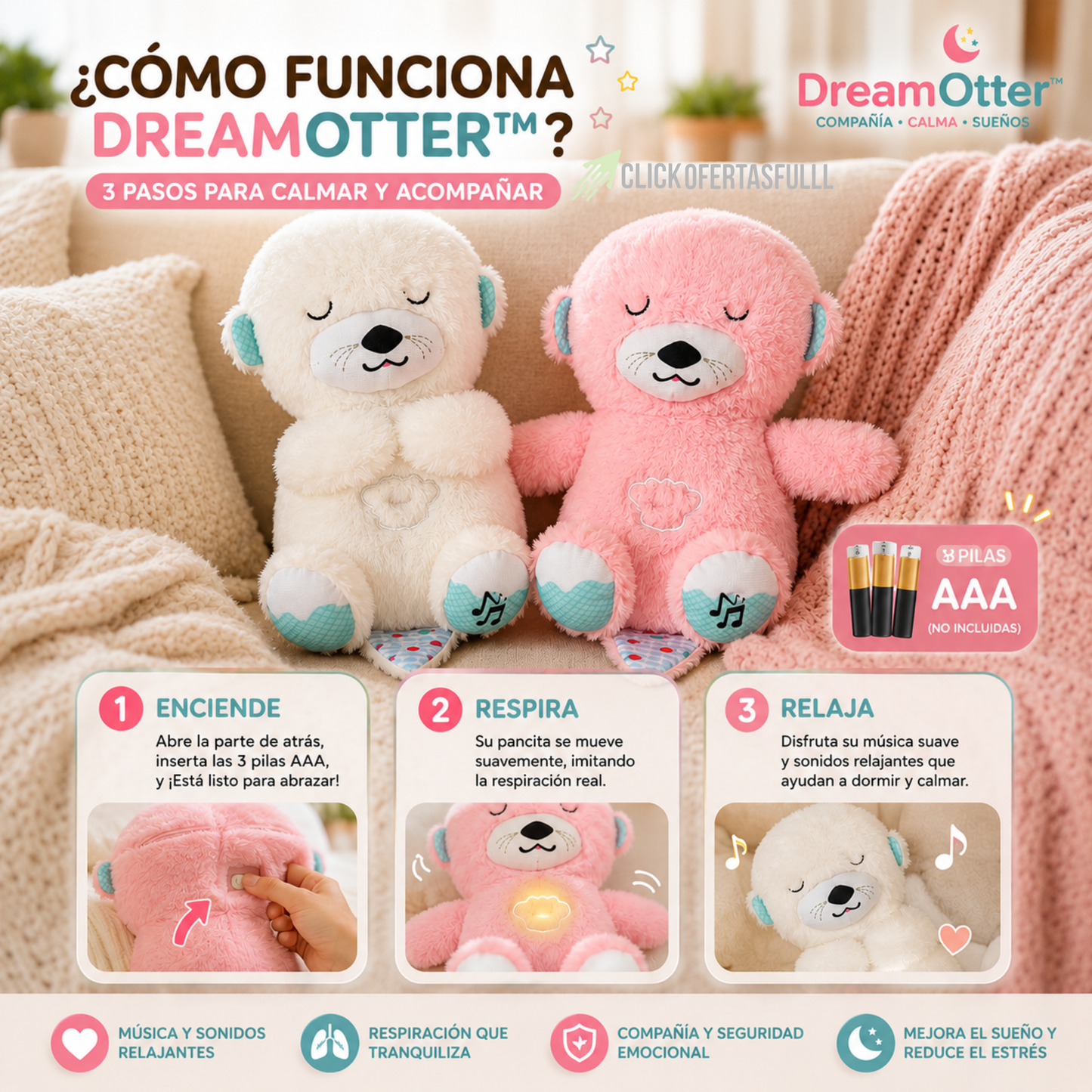 DreamOtter™ – Peluche Nutria Dormilona.