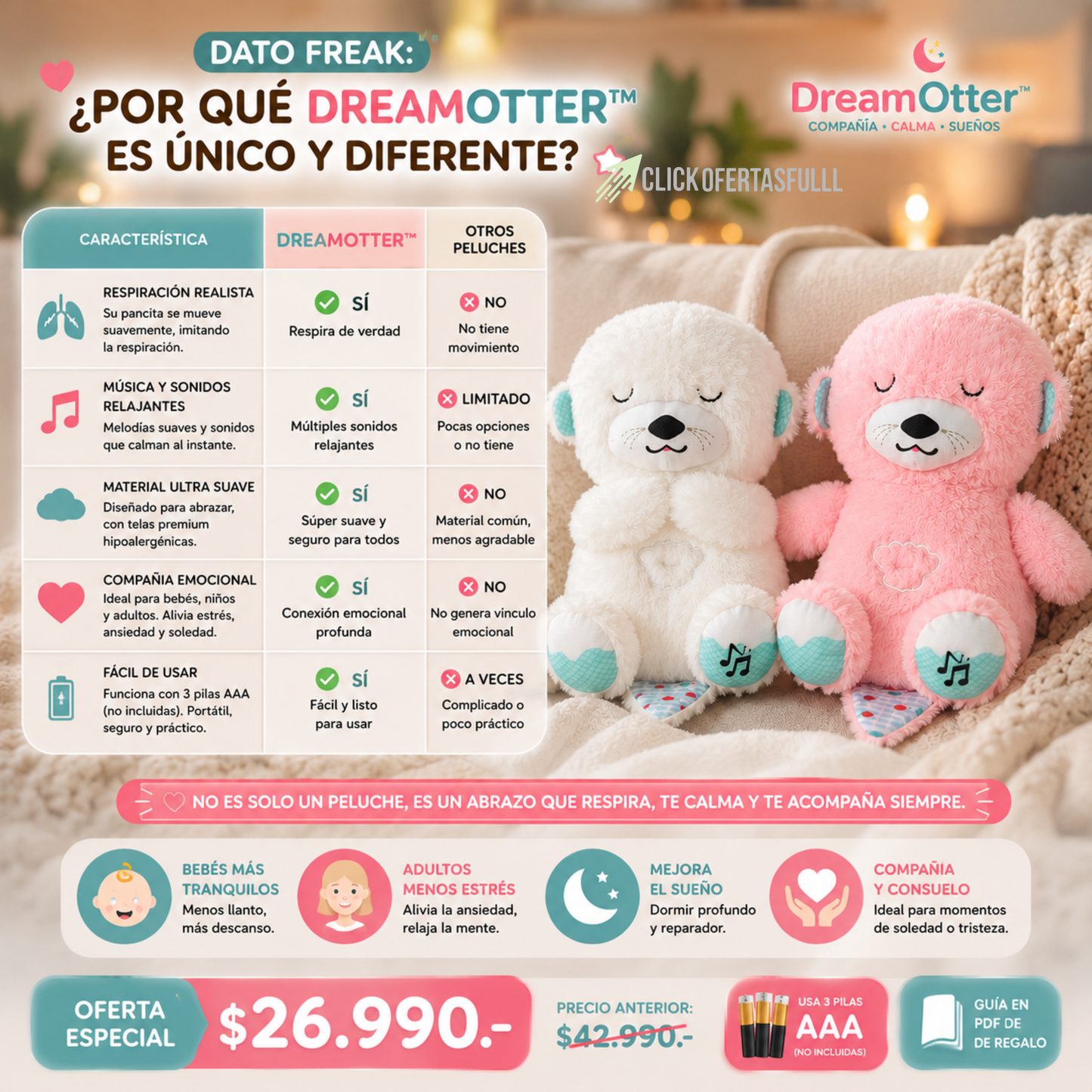 DreamOtter™ – Peluche Nutria Dormilona.