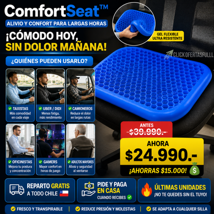 ComfortSeat™ - Siéntate sin dolor - alivio para largas jornadas.