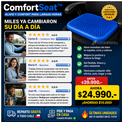 ComfortSeat™ - Siéntate sin dolor - alivio para largas jornadas.