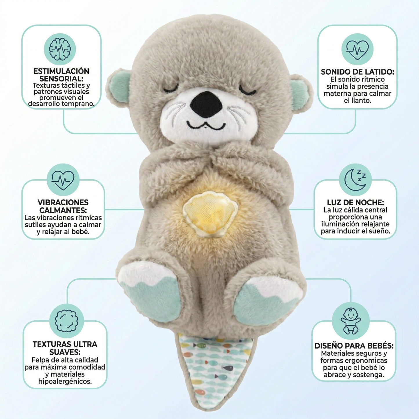 DreamOtter™ – Peluche Respirador con Música Relajante que Duerme a tu Bebé Solo.
